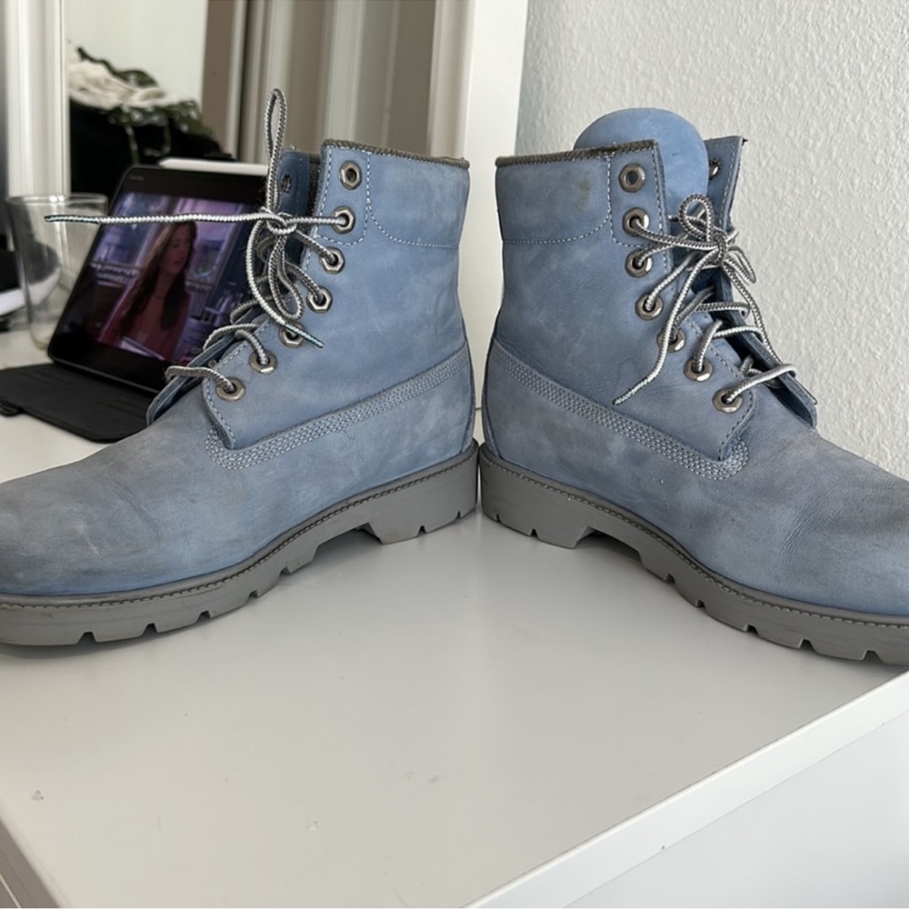 Timberland Women's Light Blue Combat Boots Waterproof 7.5 - Picture 4 of 8
